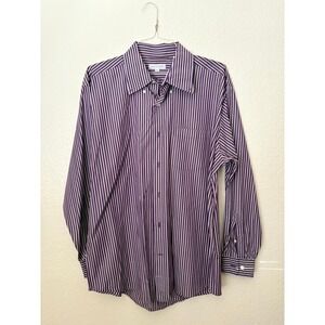 Alex Cannon Striped Button Down Collared Shirt Career Preppy Classic Business XL